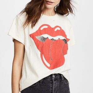 MADEWORN ROCK Rolling Stones Tee Dirty White Unisex Women Size Medium Men Small